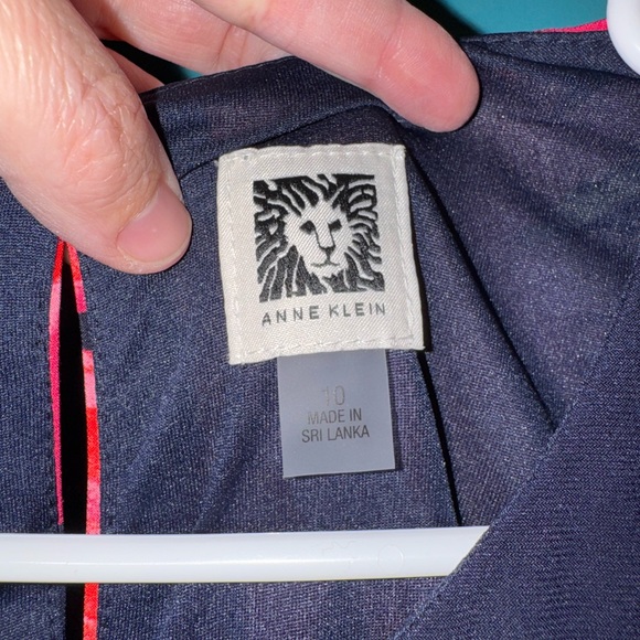 Anne Klein Black Dress with Red and Green Floral Design - Picture 2 of 4